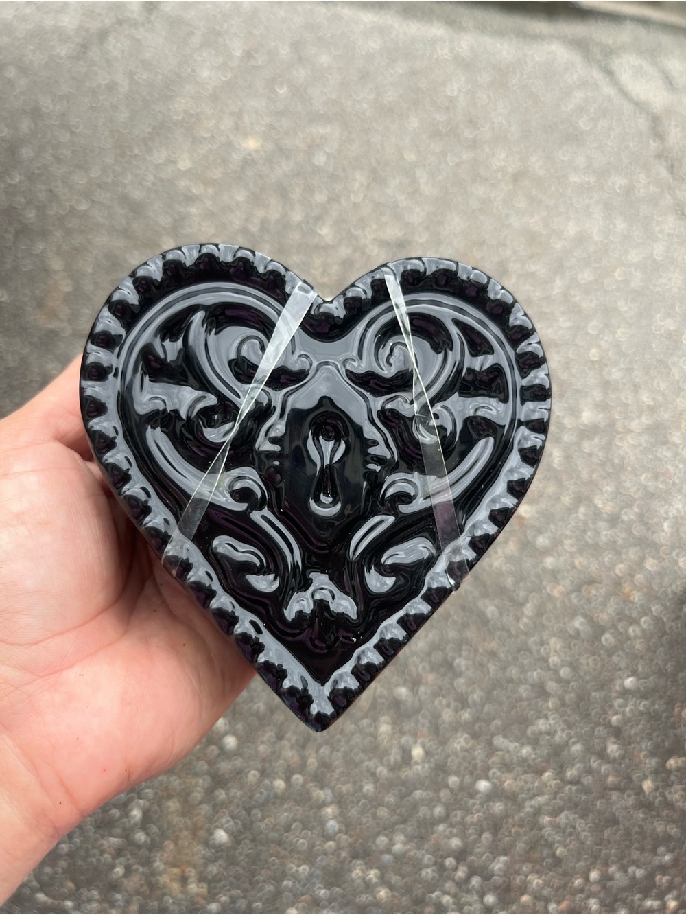 Black Heart-Shaped Decorative Trinket Box - Home Accents